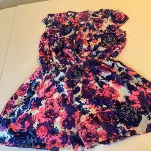 Blue and pink flower romper